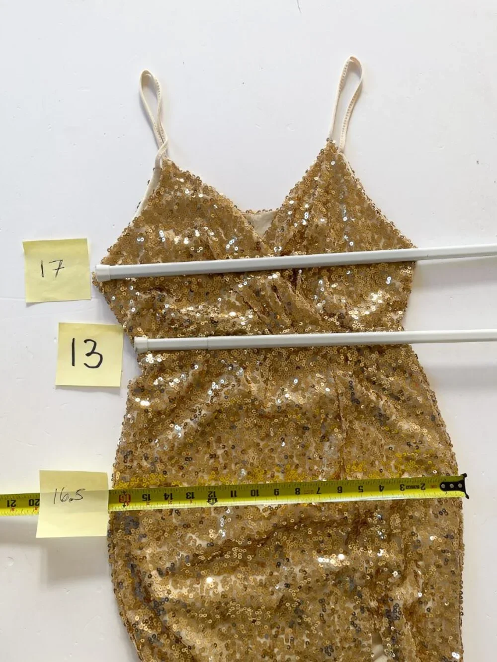 Gold sequin spaghetti strap long dress - Picture 5 of 5
